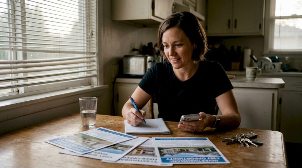 Wholesaler on call with property documents