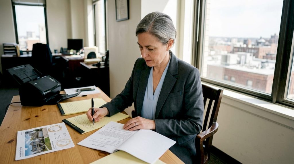 Probate attorney reviewing real estate documents