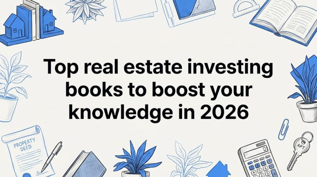 Hand-drawn real estate investing title card frame