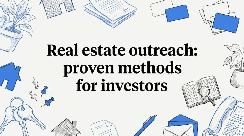 Decorative blog title card with real estate props