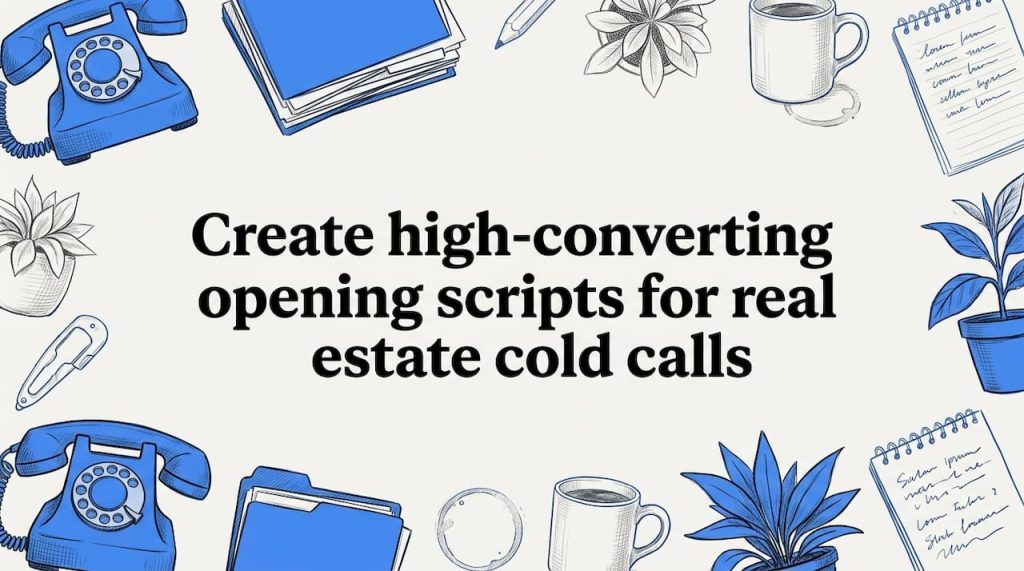 Decorative real estate cold calling title card illustration