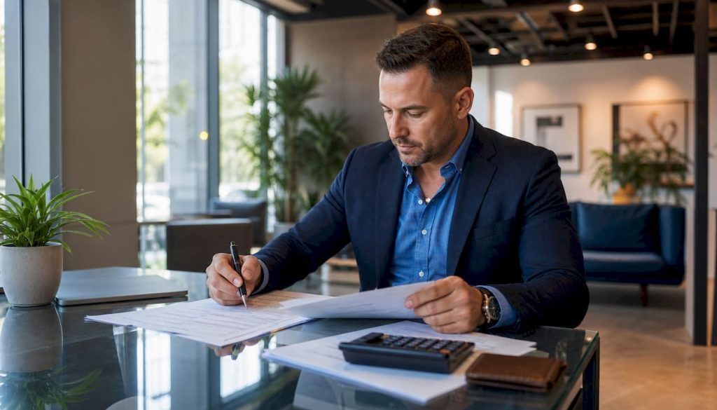 Man reviewing real estate cash offer documents
