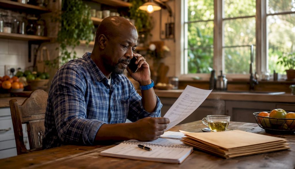 Investor making probate cold call in home office