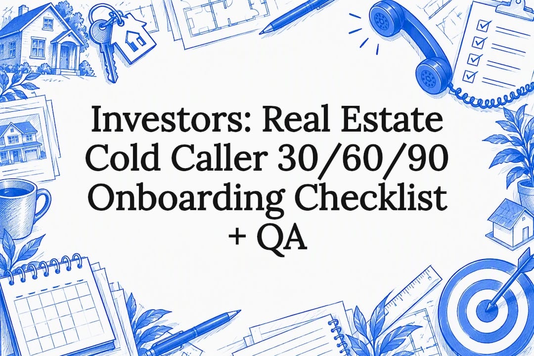 Investors: Real Estate Cold Caller 30/60/90 Onboarding Checklist + QA